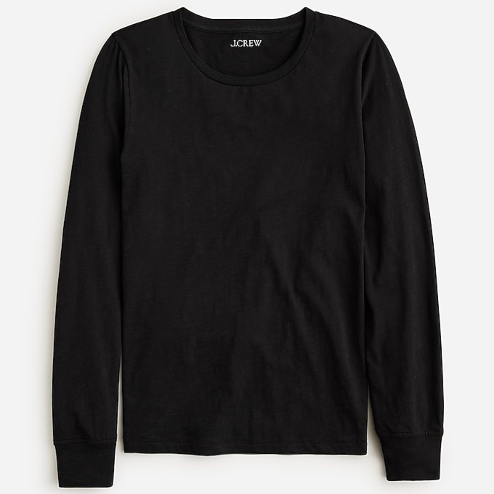 J. Crew Vintage cotton crewneck long-sleeve T-shirt BU188 XS Black